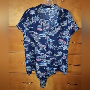 Women's Old Navy Tie Front Button Front Pocket Sleeveless Shirt.